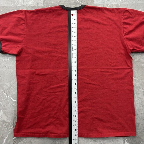 Vintage Nike Shirt Mens 2XL Red Swoosh Logo Ringer Tee Silver Tag Spell Out y2k - Picture 7 of 8